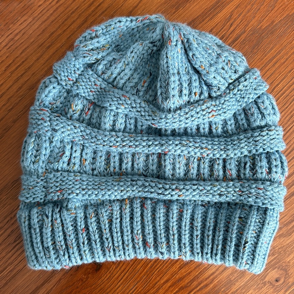 C.C Blue Knit Beanie Hat - Picture 2 of 4